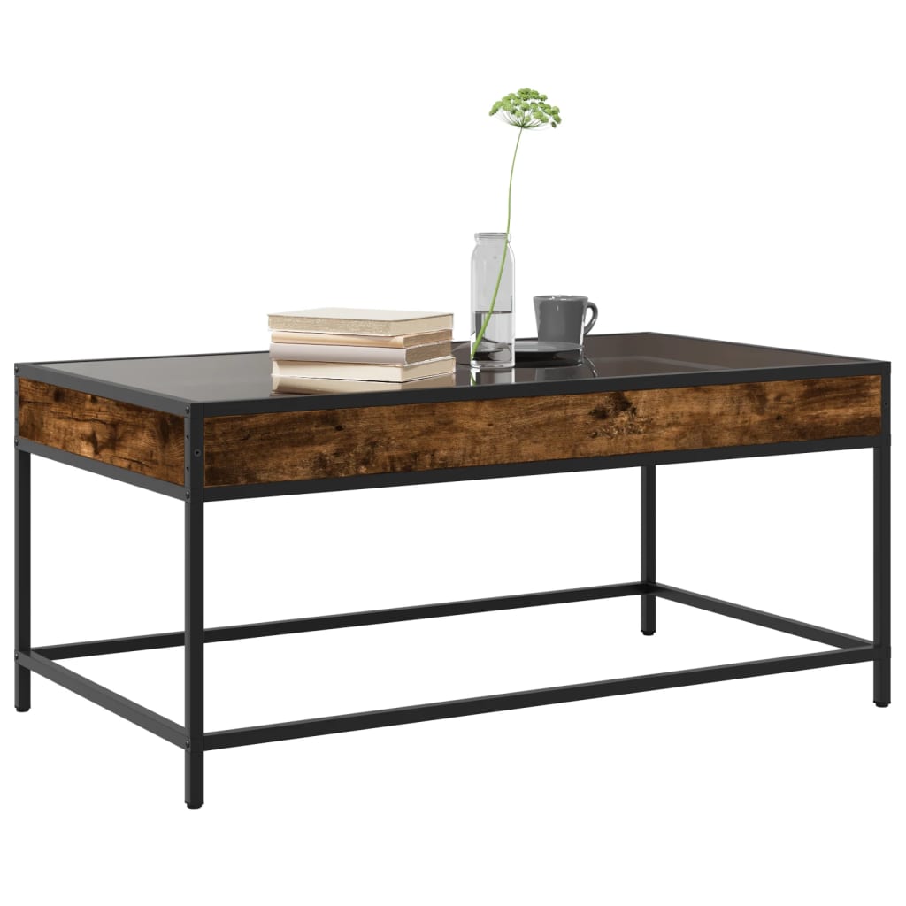 vidaXL Coffee Table with Infinity LED Smoked Oak 90x50x41 cm