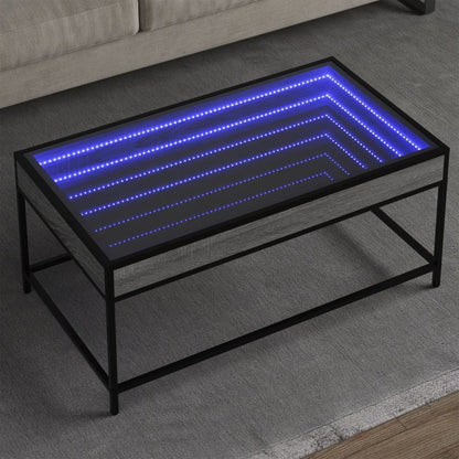 vidaXL Coffee Table with Infinity LED Grey Sonoma 90x50x41 cm
