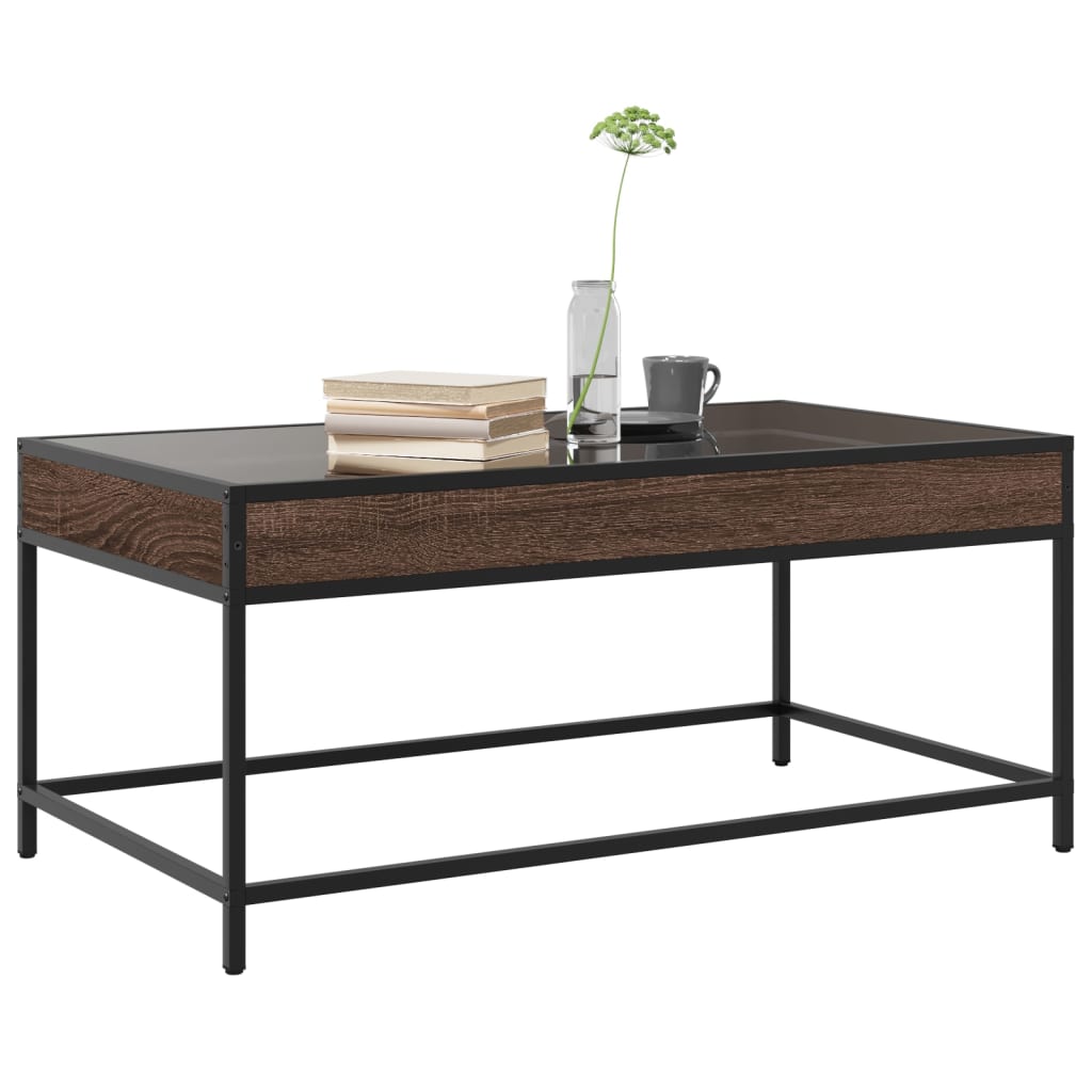 vidaXL Coffee Table with Infinity LED Brown Oak 90x50x41 cm