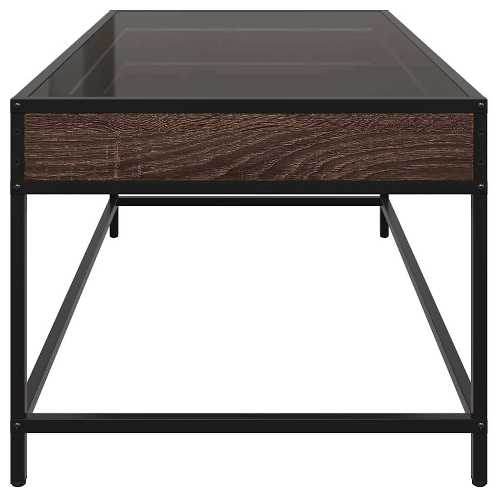 vidaXL Coffee Table with Infinity LED Brown Oak 90x50x41 cm
