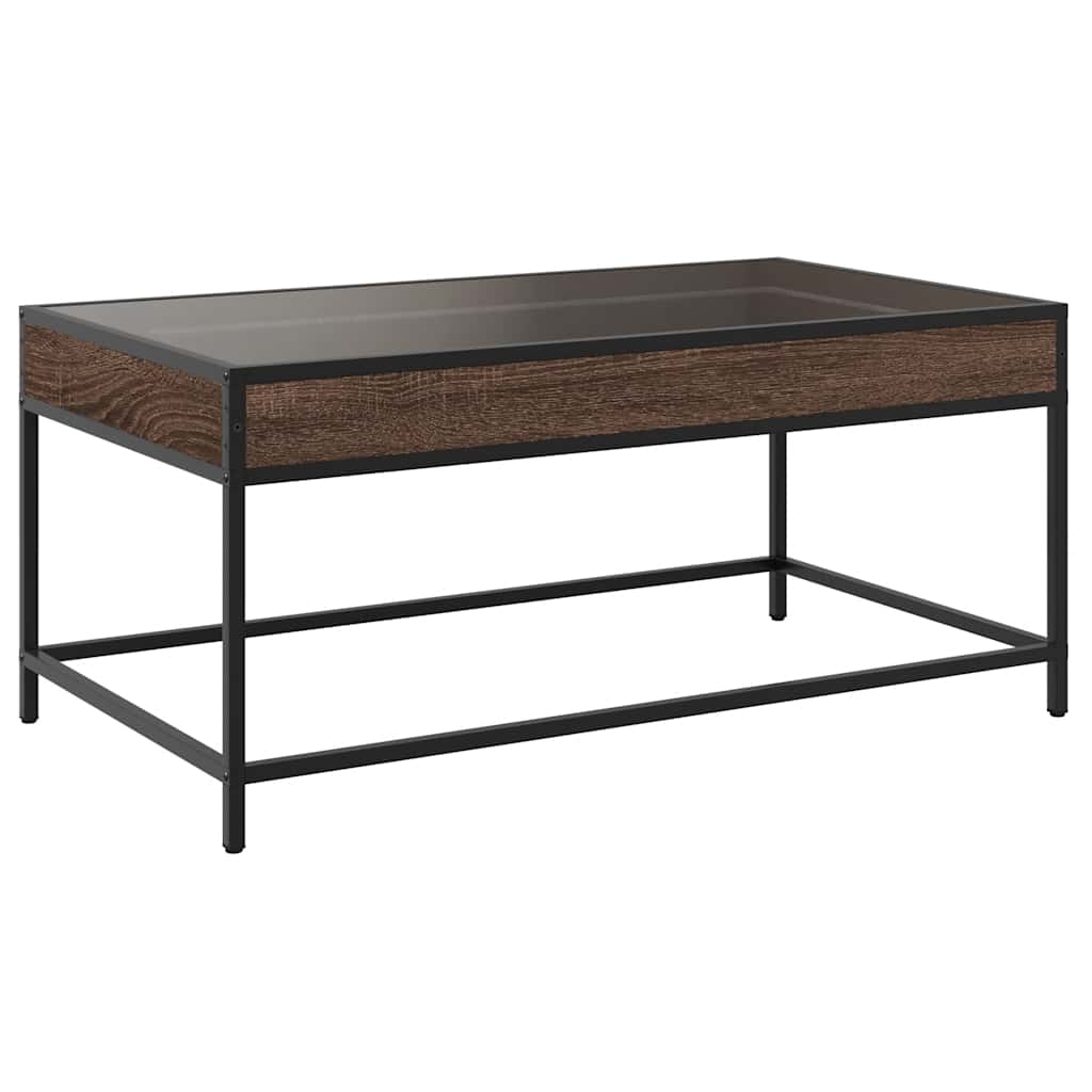 vidaXL Coffee Table with Infinity LED Brown Oak 90x50x41 cm