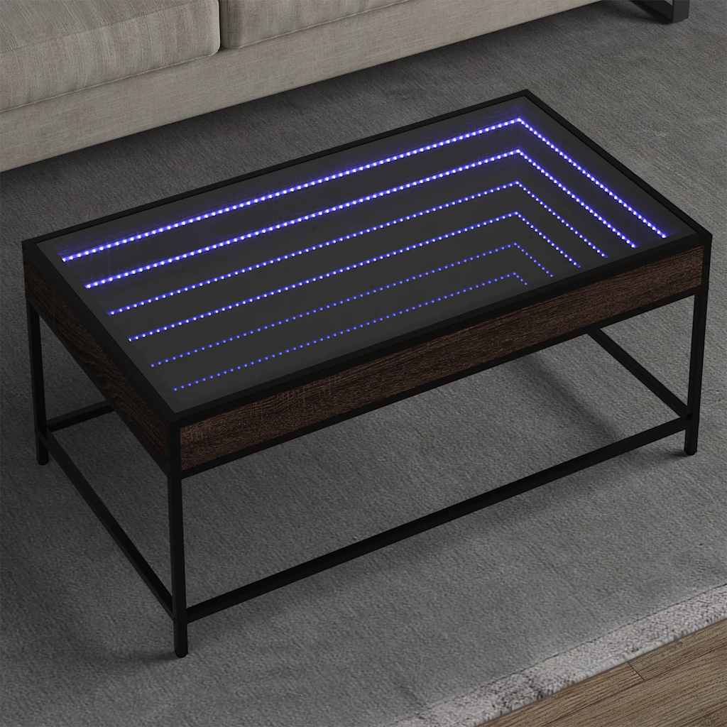 vidaXL Coffee Table with Infinity LED Brown Oak 90x50x41 cm