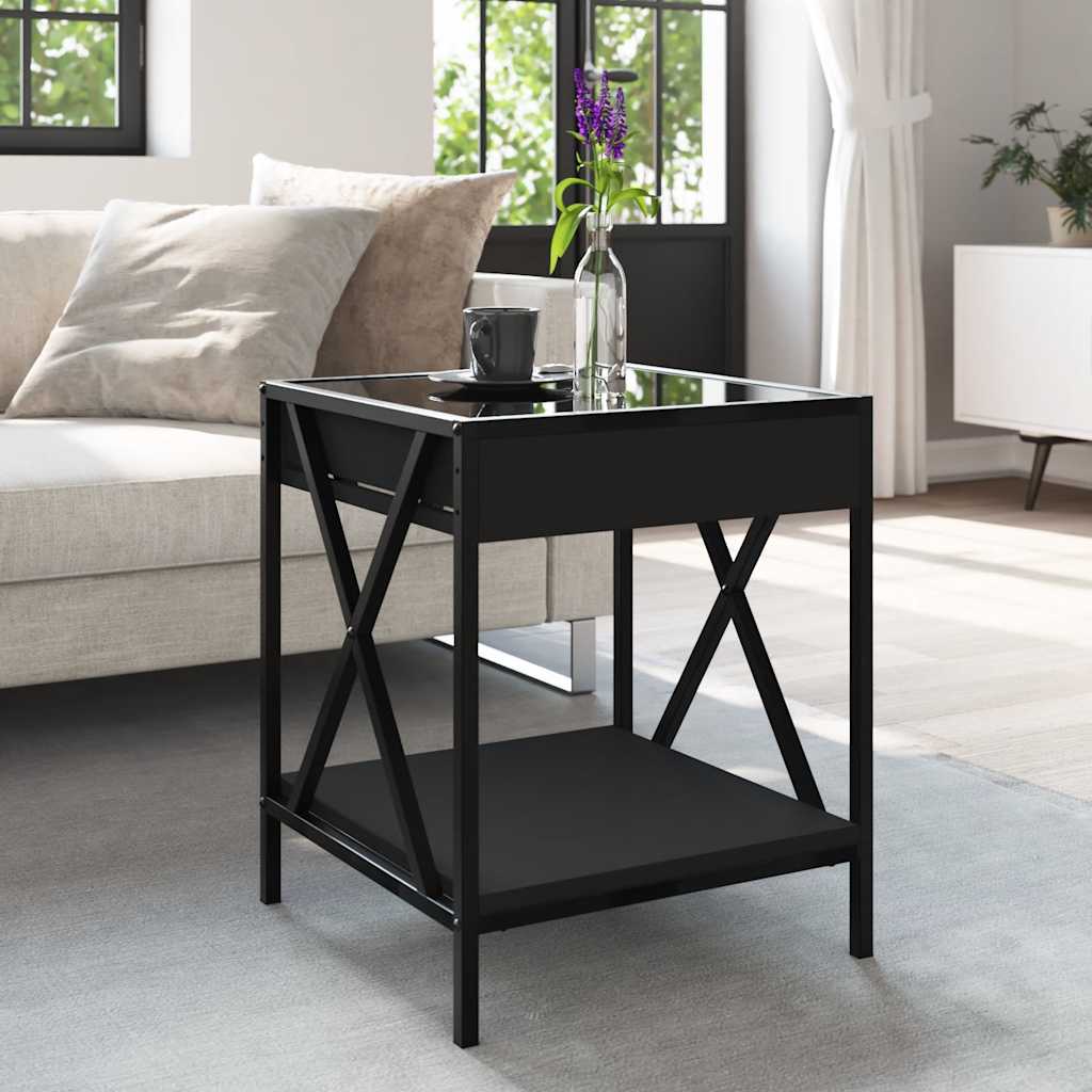 vidaXL Coffee Table with Infinity LED Black 40x40x49 cm