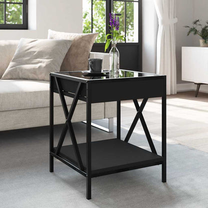 vidaXL Coffee Table with Infinity LED Black 40x40x49 cm