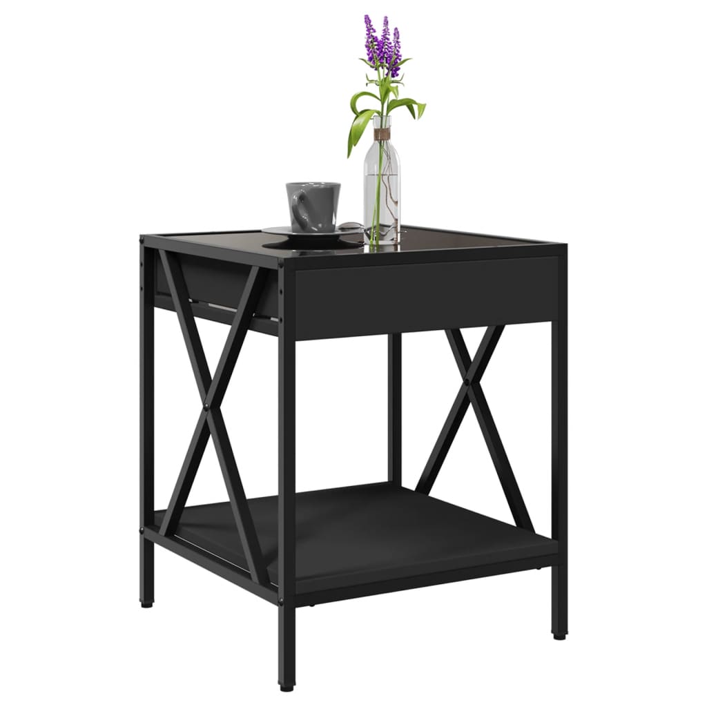 vidaXL Coffee Table with Infinity LED Black 40x40x49 cm