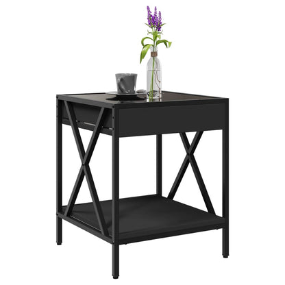 vidaXL Coffee Table with Infinity LED Black 40x40x49 cm