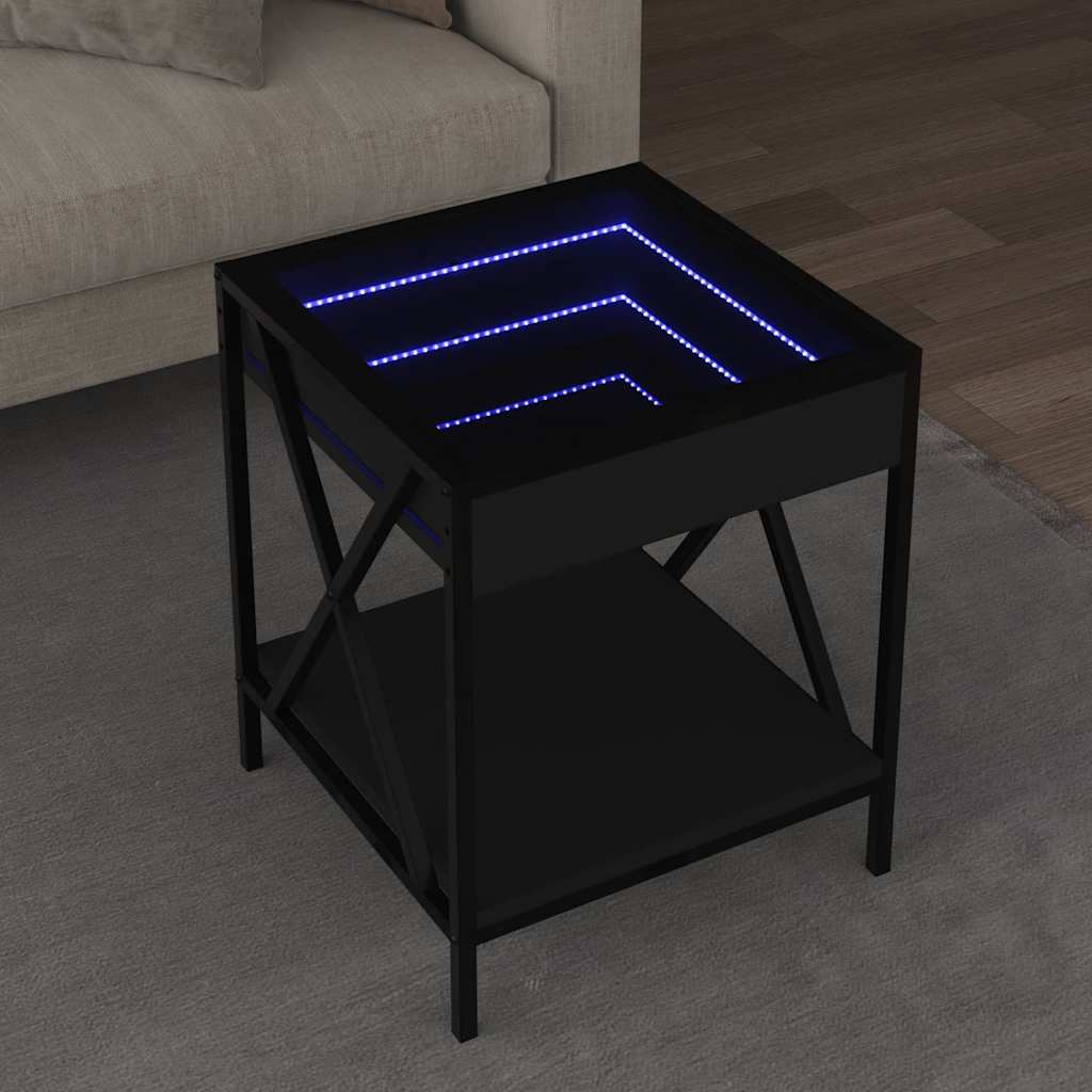 vidaXL Coffee Table with Infinity LED Black 40x40x49 cm