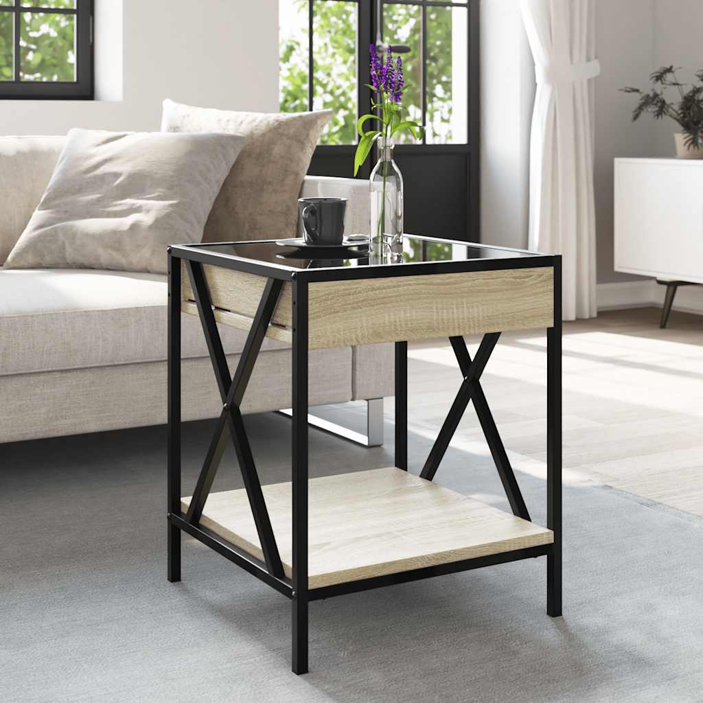 vidaXL Coffee Table with Infinity LED Sonoma Oak 40x40x49 cm