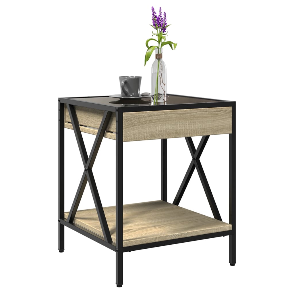 vidaXL Coffee Table with Infinity LED Sonoma Oak 40x40x49 cm