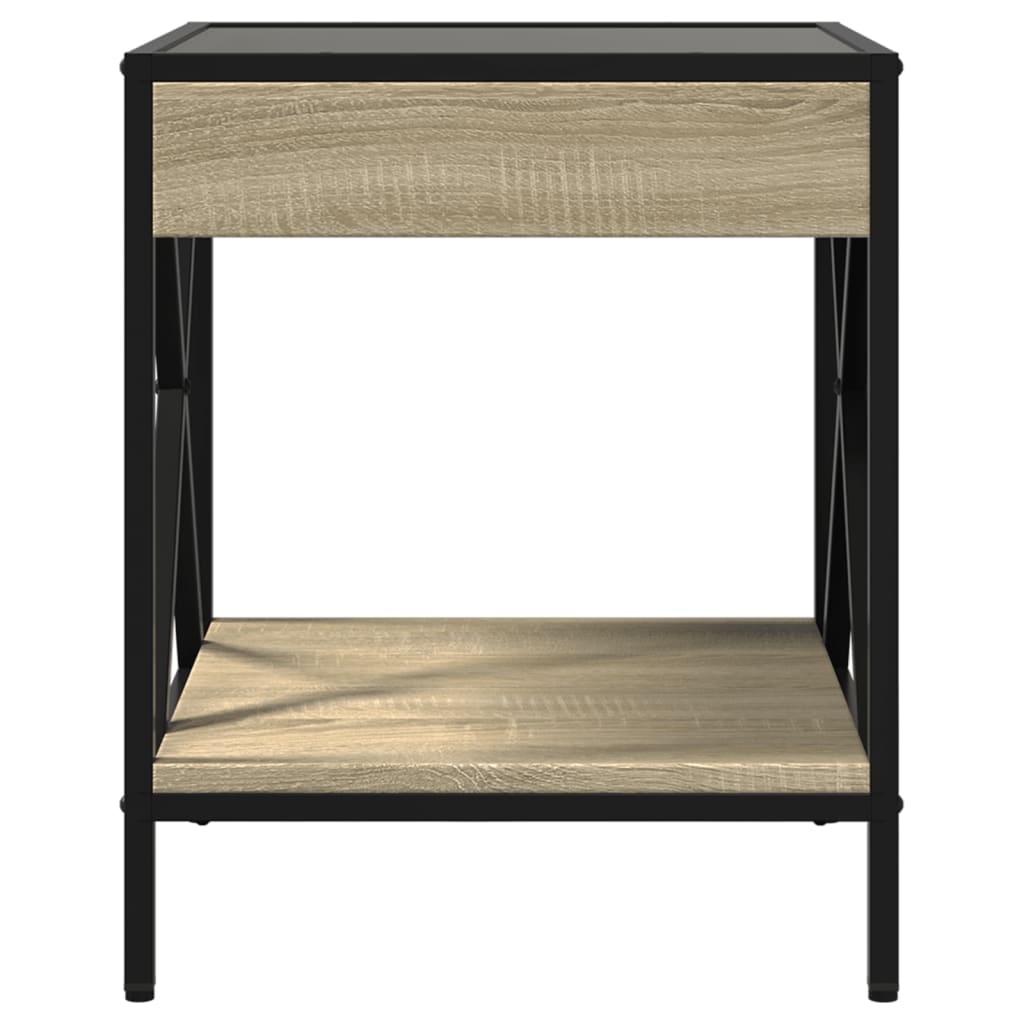 vidaXL Coffee Table with Infinity LED Sonoma Oak 40x40x49 cm