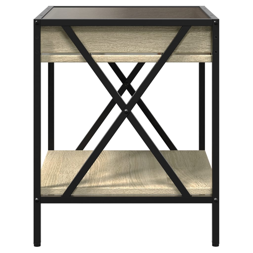vidaXL Coffee Table with Infinity LED Sonoma Oak 40x40x49 cm