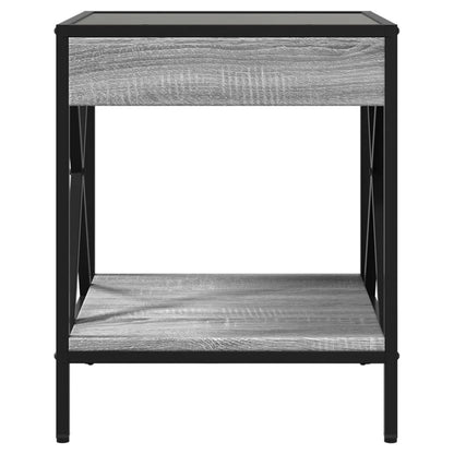 vidaXL Coffee Table with Infinity LED Grey Sonoma 40x40x49 cm