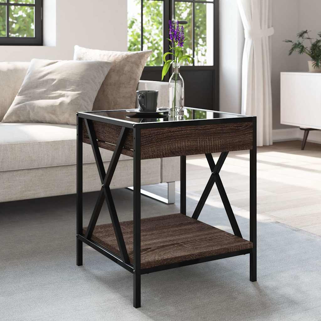 vidaXL Coffee Table with Infinity LED Brown Oak 40x40x49 cm