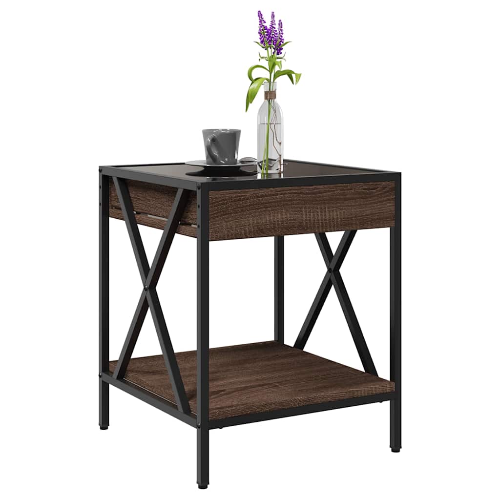 vidaXL Coffee Table with Infinity LED Brown Oak 40x40x49 cm