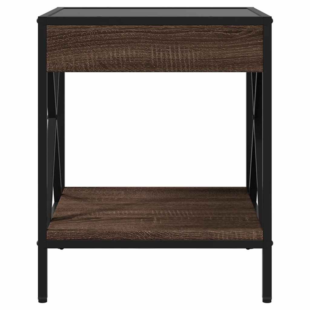 vidaXL Coffee Table with Infinity LED Brown Oak 40x40x49 cm