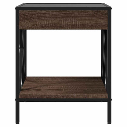 vidaXL Coffee Table with Infinity LED Brown Oak 40x40x49 cm