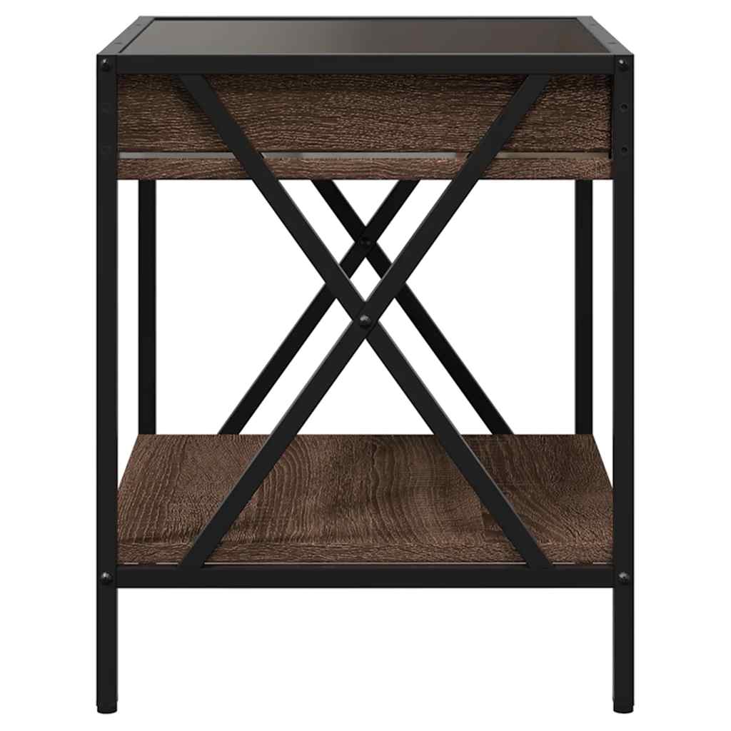 vidaXL Coffee Table with Infinity LED Brown Oak 40x40x49 cm