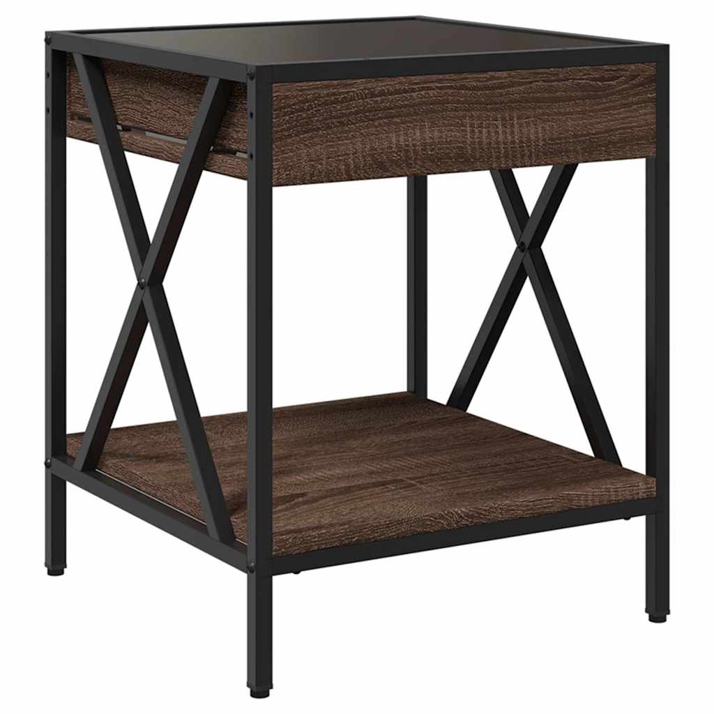 vidaXL Coffee Table with Infinity LED Brown Oak 40x40x49 cm