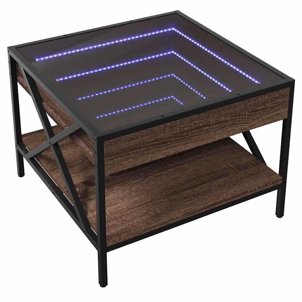 vidaXL Coffee Table with Infinity LED Brown Oak 50x50x38 cm
