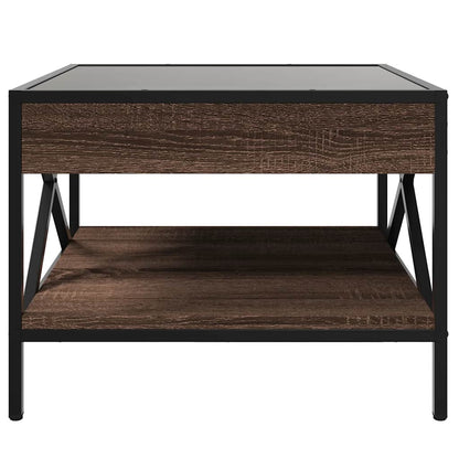 vidaXL Coffee Table with Infinity LED Brown Oak 50x50x38 cm