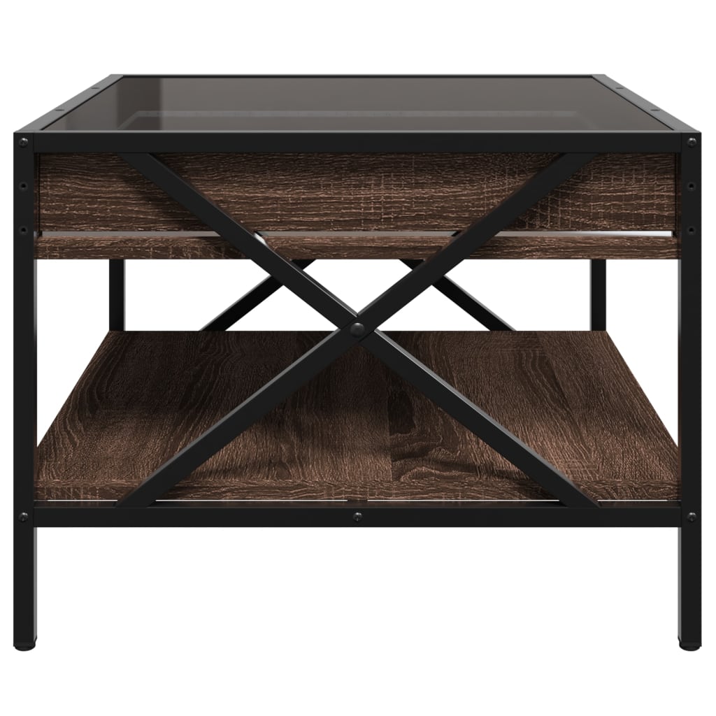 vidaXL Coffee Table with Infinity LED Brown Oak 50x50x38 cm