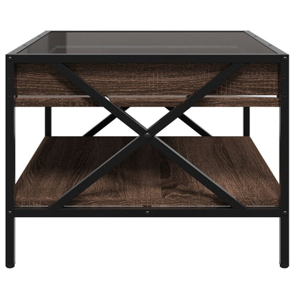 vidaXL Coffee Table with Infinity LED Brown Oak 50x50x38 cm