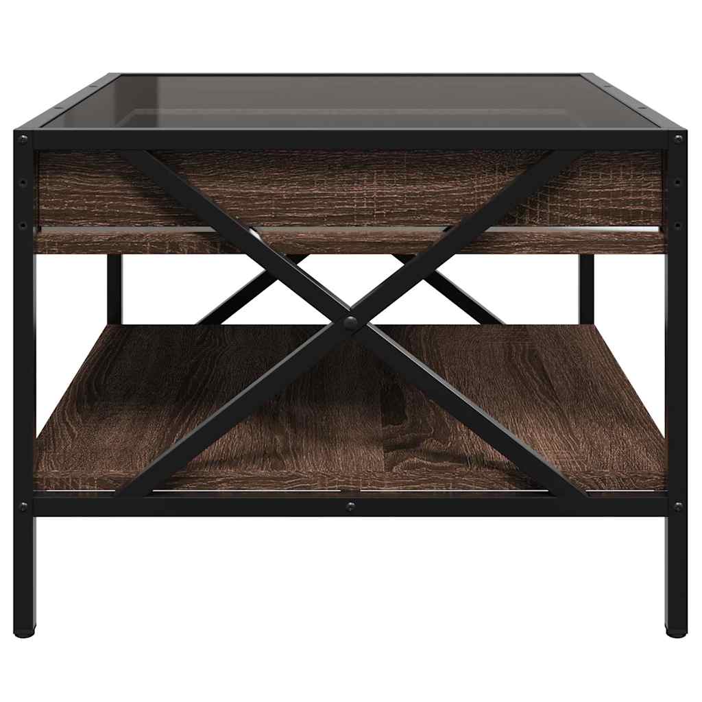 vidaXL Coffee Table with Infinity LED Brown Oak 50x50x38 cm
