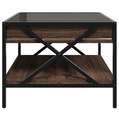 vidaXL Coffee Table with Infinity LED Brown Oak 50x50x38 cm