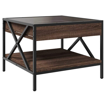 vidaXL Coffee Table with Infinity LED Brown Oak 50x50x38 cm