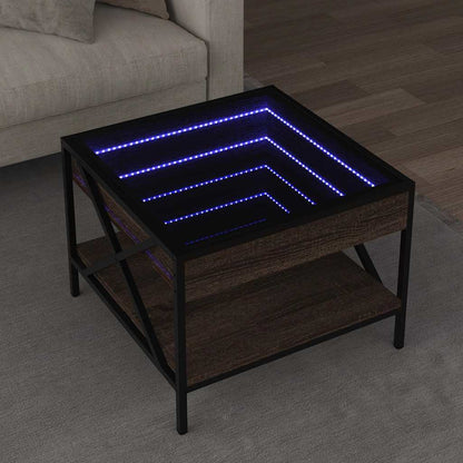 vidaXL Coffee Table with Infinity LED Brown Oak 50x50x38 cm