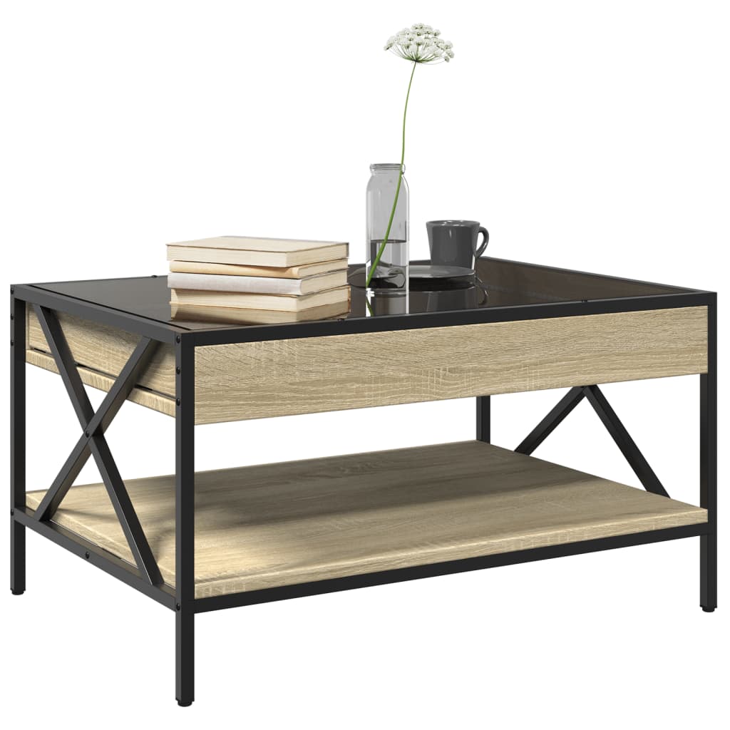 vidaXL Coffee Table with Infinity LED Sonoma Oak 70x50x38 cm
