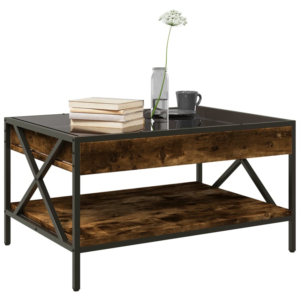 vidaXL Coffee Table with Infinity LED Smoked Oak 70x50x38 cm