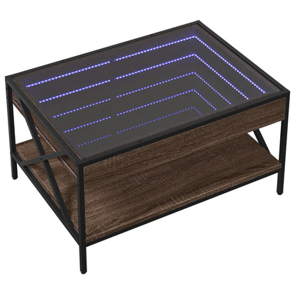 vidaXL Coffee Table with Infinity LED Brown Oak 70x50x38 cm