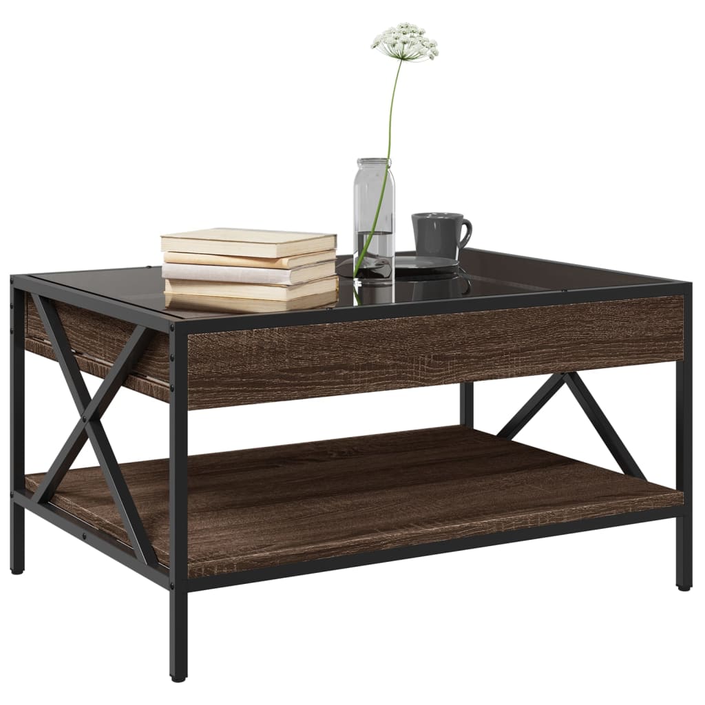 vidaXL Coffee Table with Infinity LED Brown Oak 70x50x38 cm