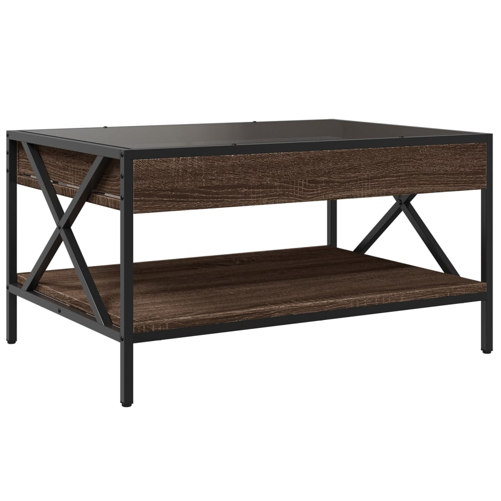 vidaXL Coffee Table with Infinity LED Brown Oak 70x50x38 cm
