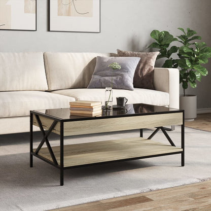 vidaXL Coffee Table with Infinity LED Sonoma Oak 90x50x38 cm