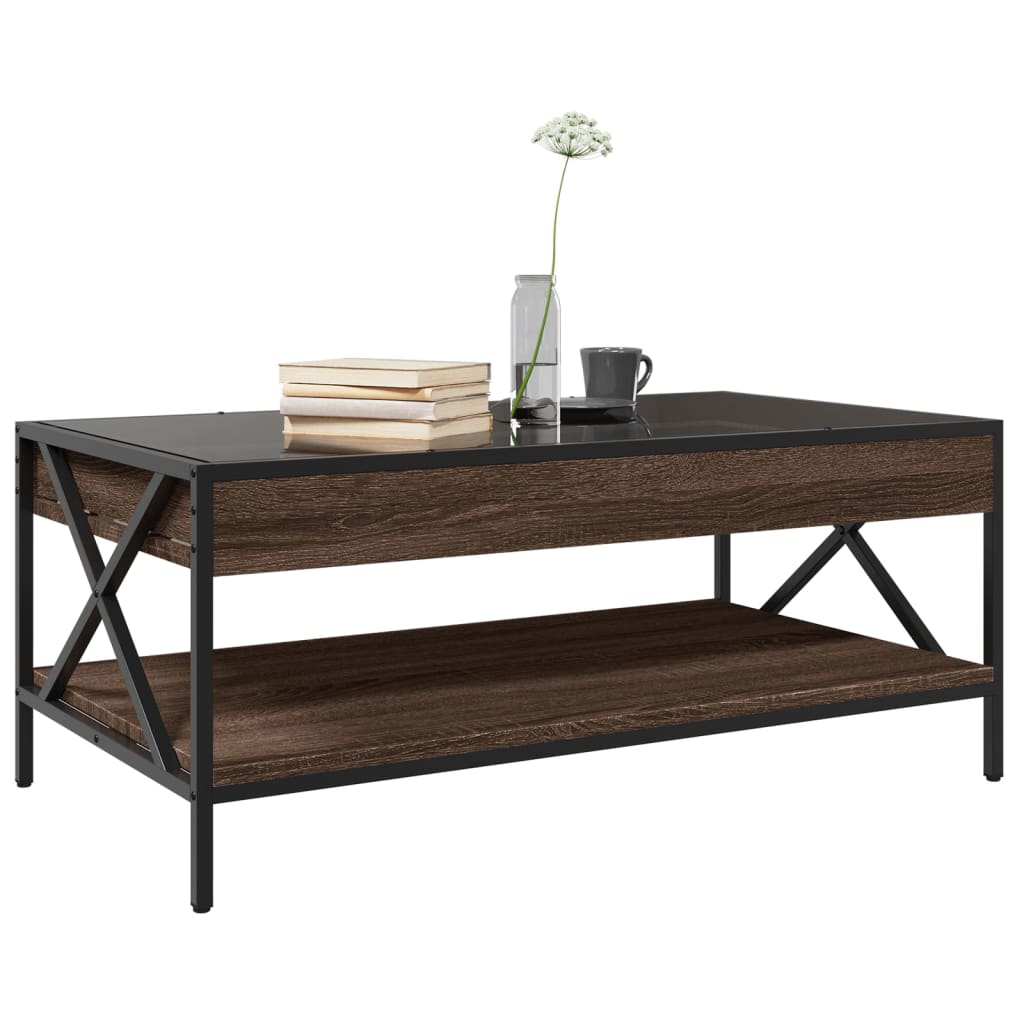 vidaXL Coffee Table with Infinity LED Brown Oak 90x50x38 cm