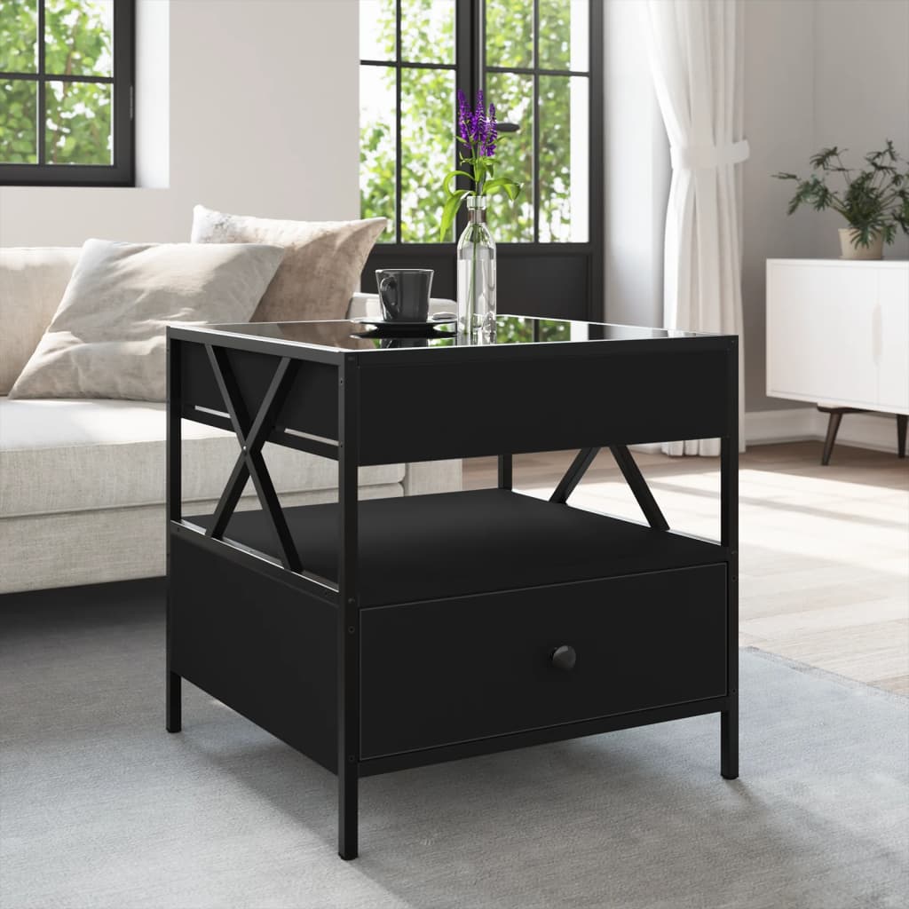 vidaXL Coffee Table with Infinity LED Black 50x50x51 cm