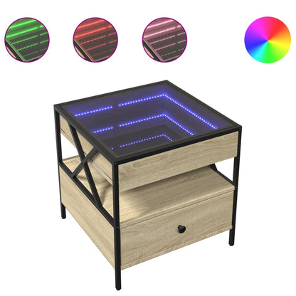 vidaXL Coffee Table with Infinity LED Sonoma Oak 50x50x51 cm