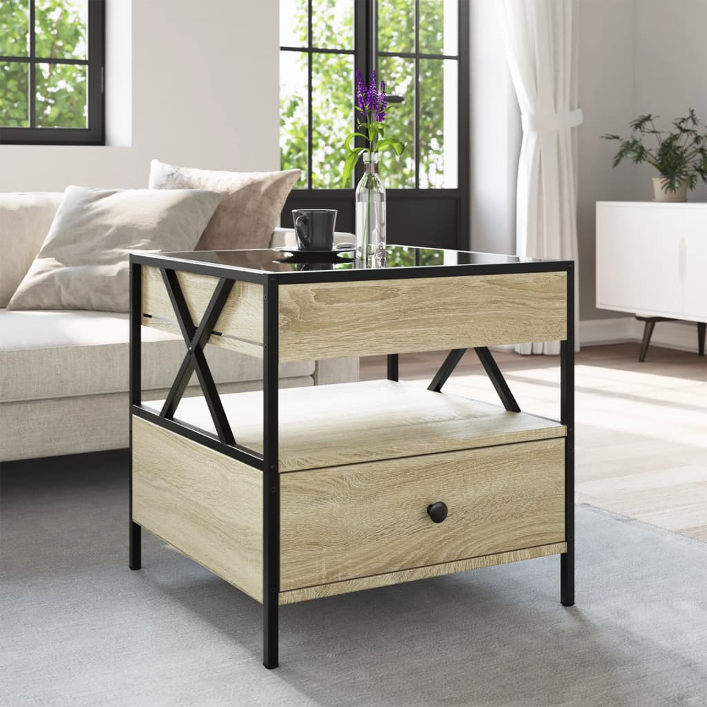 vidaXL Coffee Table with Infinity LED Sonoma Oak 50x50x51 cm
