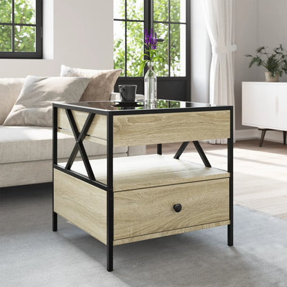 vidaXL Coffee Table with Infinity LED Sonoma Oak 50x50x51 cm