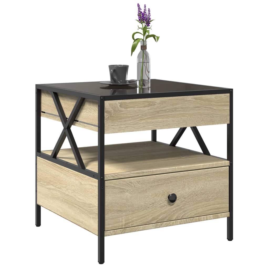 vidaXL Coffee Table with Infinity LED Sonoma Oak 50x50x51 cm