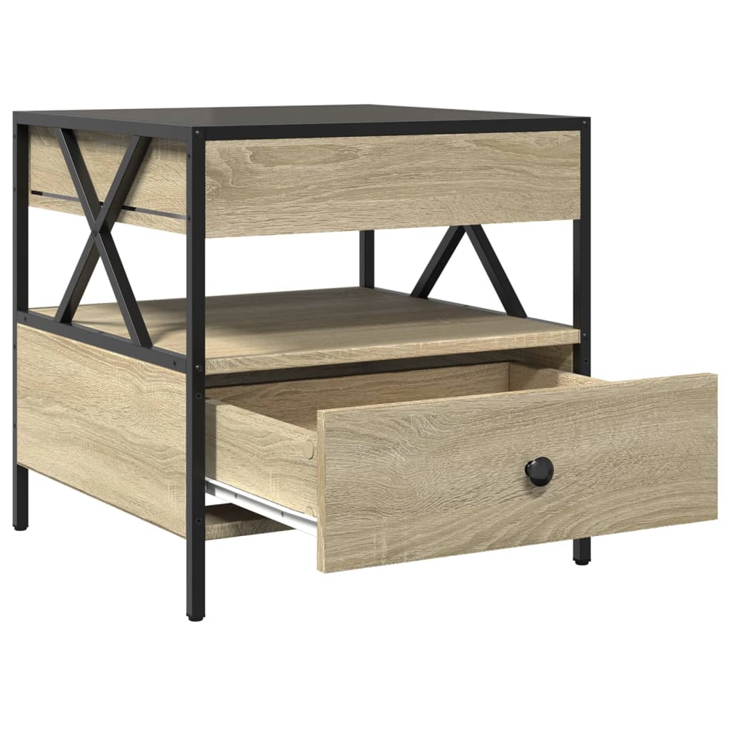 vidaXL Coffee Table with Infinity LED Sonoma Oak 50x50x51 cm