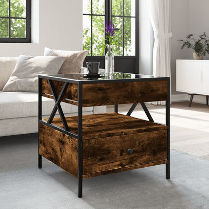 vidaXL Coffee Table with Infinity LED Smoked Oak 50x50x51 cm