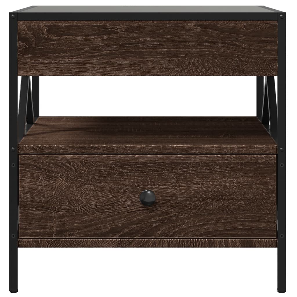 vidaXL Coffee Table with Infinity LED Brown Oak 50x50x51 cm