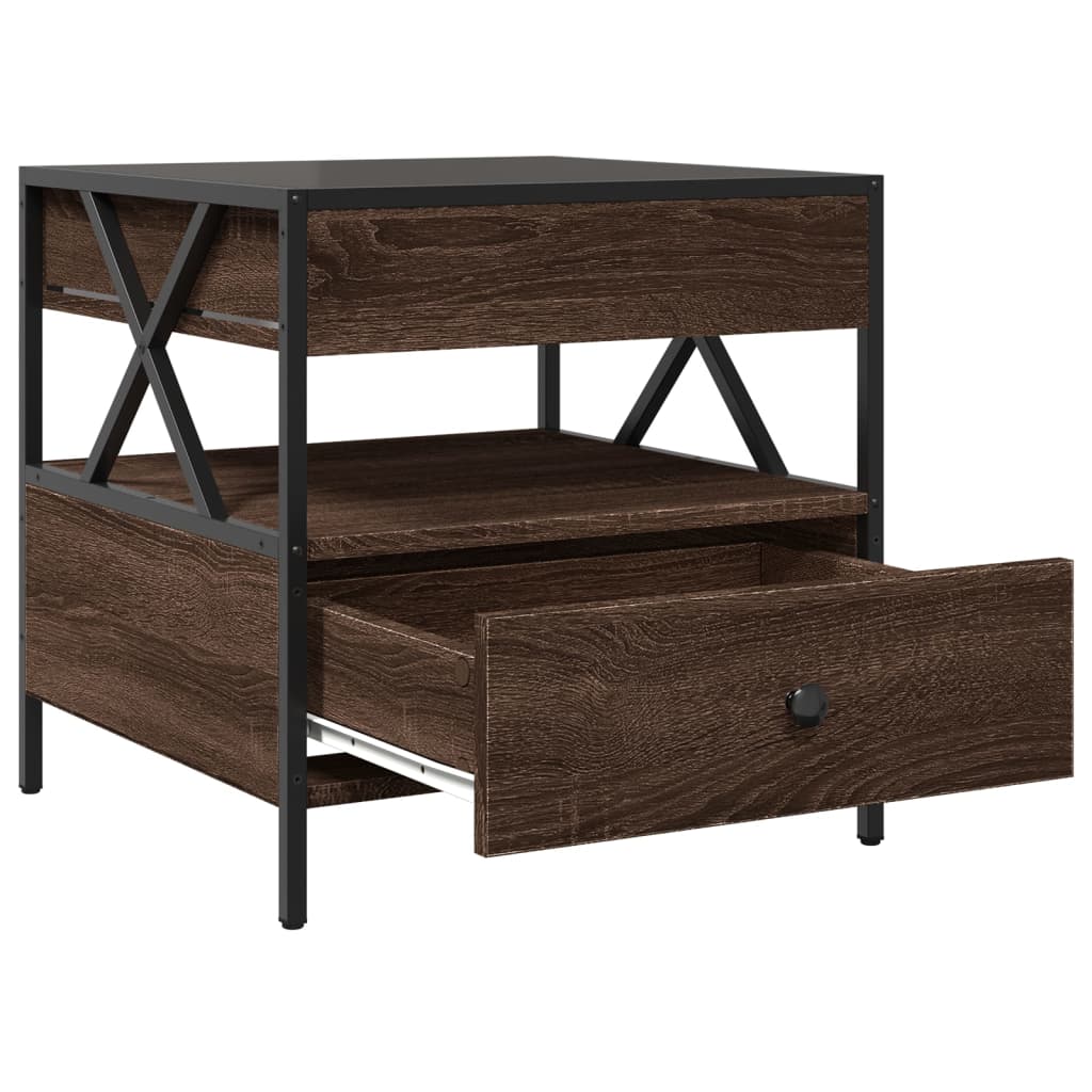 vidaXL Coffee Table with Infinity LED Brown Oak 50x50x51 cm