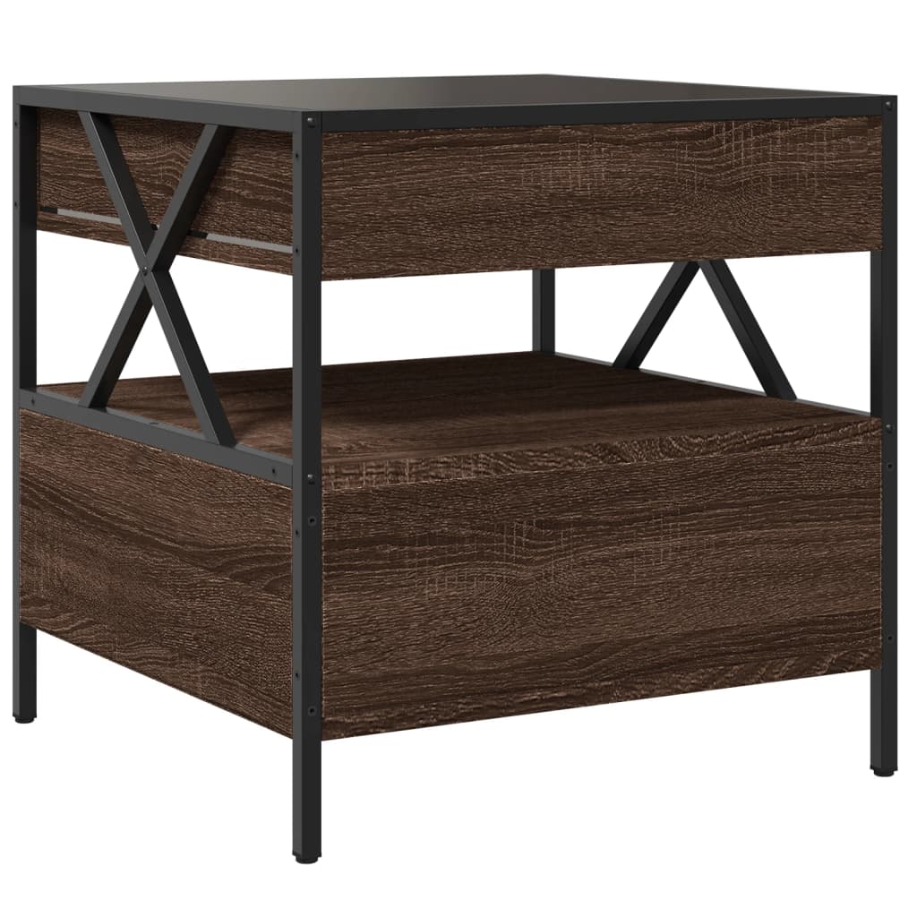 vidaXL Coffee Table with Infinity LED Brown Oak 50x50x51 cm