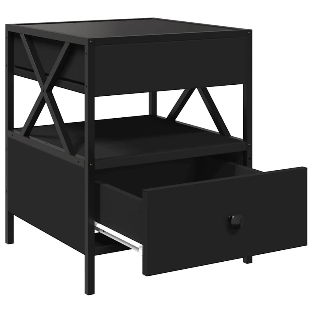 vidaXL Coffee Table with Infinity LED Black 40x40x51 cm