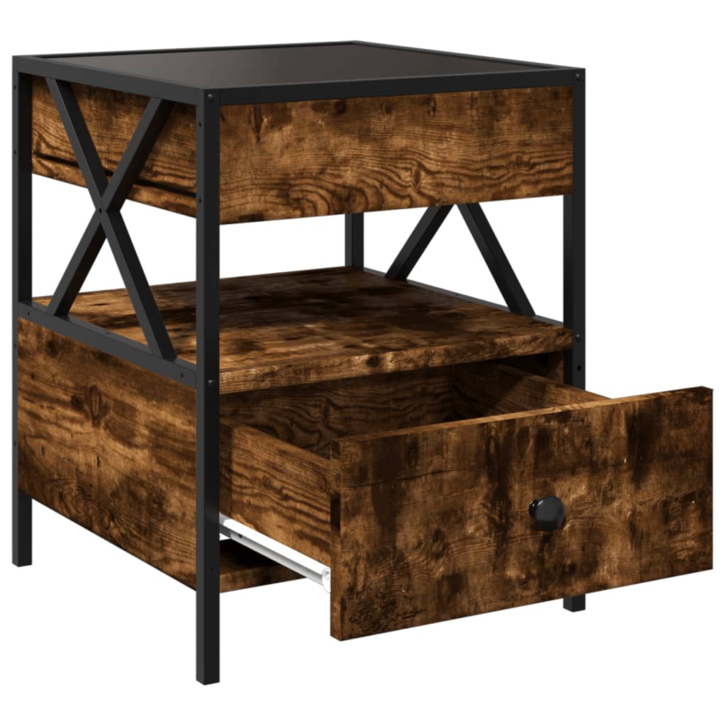 vidaXL Coffee Table with Infinity LED Smoked Oak 40x40x51 cm