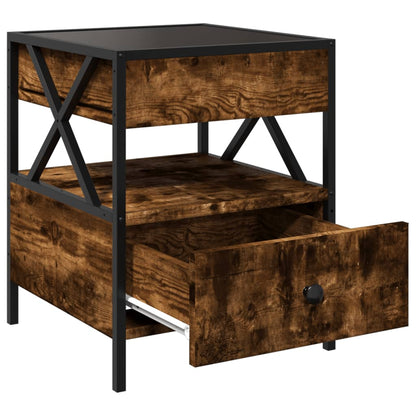 vidaXL Coffee Table with Infinity LED Smoked Oak 40x40x51 cm